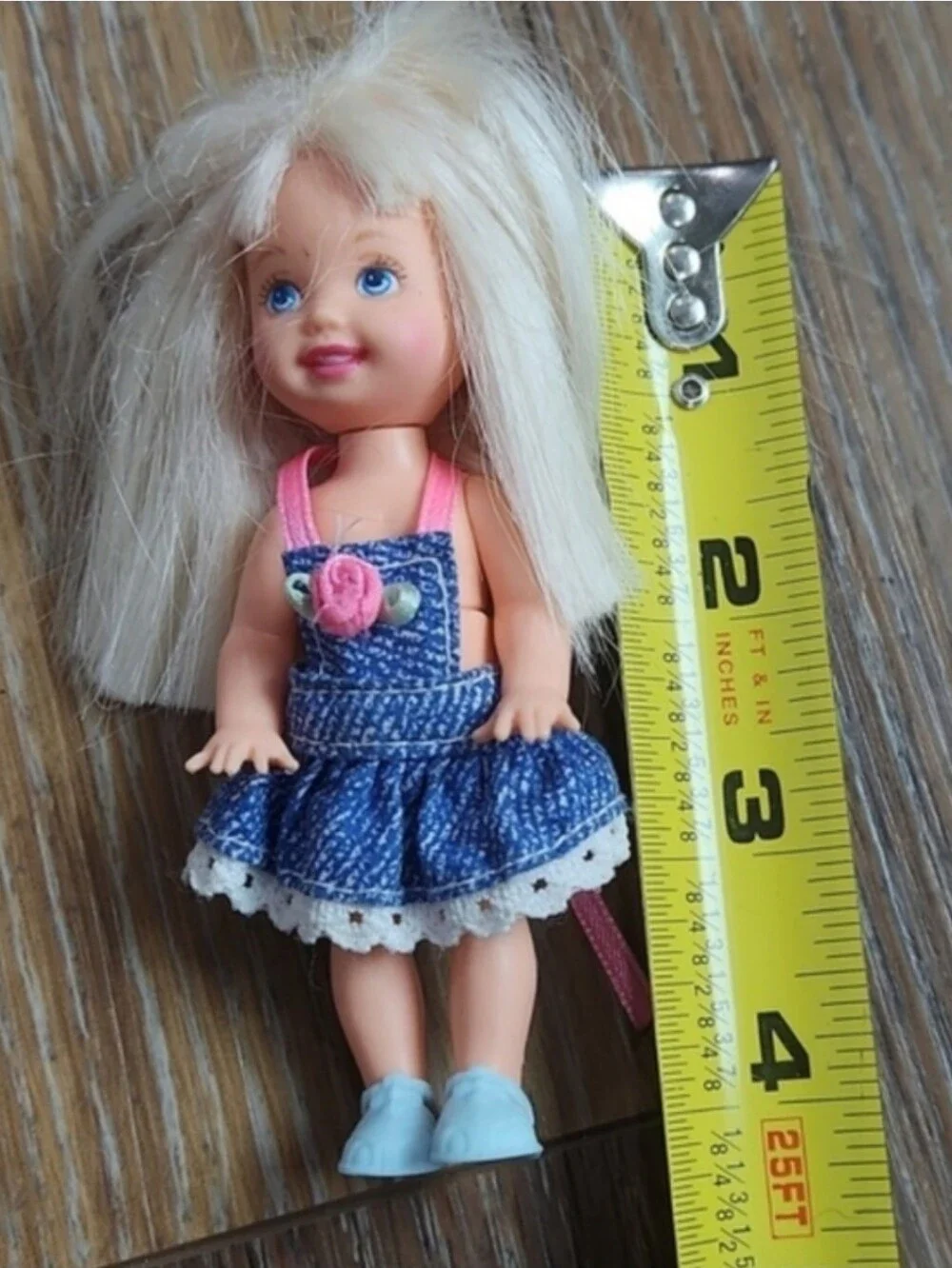 Vintage Kelly Barbie Doll Jean Dress Blue Shoes